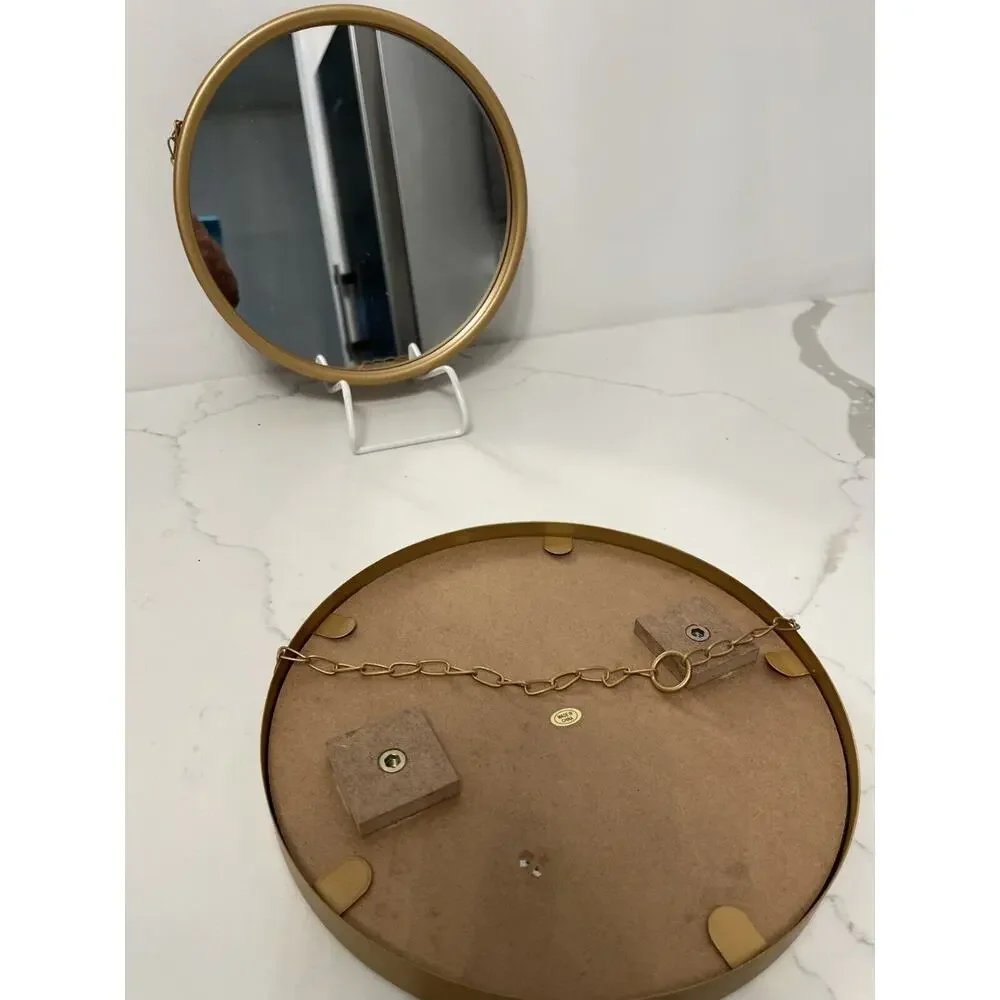 Round Wall Mirror Gold Frame Resin/Plastic 10